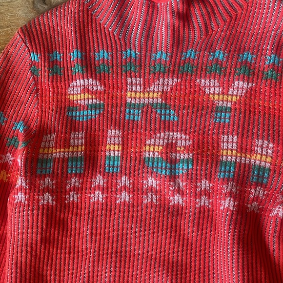 Ski sweater - cropped - red orange- size M - Picture 2 of 4